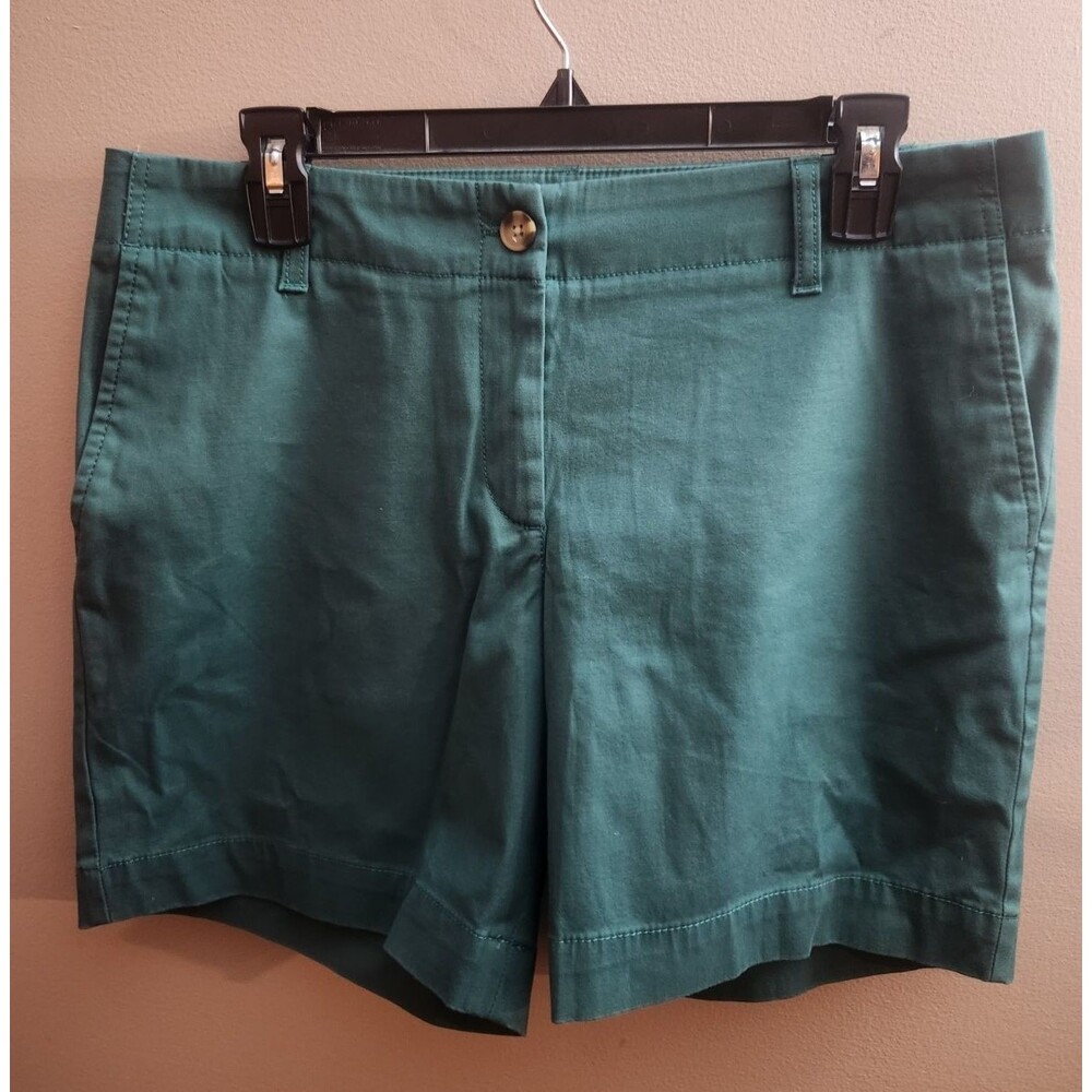 Talbots Petites Relaxed Chino Stretch Shorts Green Pockets Size 8 Petite 8P